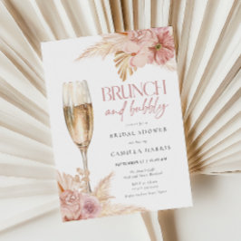 Boho Pampas Brunch Bubble Bridal Shower Invitation Kaart