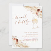 Boho Pampas Brunch en Bubble Vrijgezellenfeest Kaart (Voorkant)