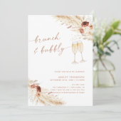 Boho Pampas Brunch en Bubble Vrijgezellenfeest Kaart (Staand voorkant)