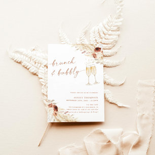 Boho Pampas Brunch en Bubble Vrijgezellenfeest Kaart