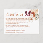Boho Pampas Burnt Oranje Wedding Details Kaart (Voorkant)
