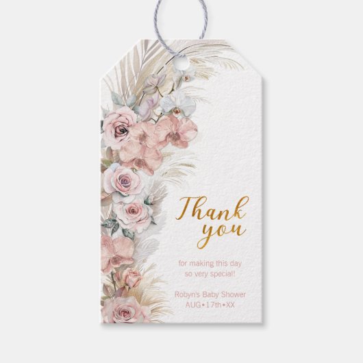 Boho Pampas Cadeautag Baby Shower Bedankt Cadeaulabel (Voorkant)