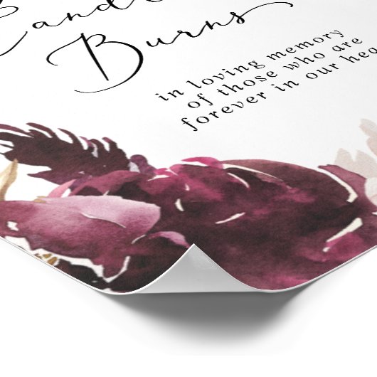 Boho Pampas Candle Burns Wedding Memorial Sign Poster (Hoek)