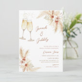 Boho Pampas Champagne Bruidsfeest Kaart (Staand voorkant)