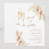Boho Pampas Champagne Bruidsfeest Kaart (Voorkant / Achterkant)