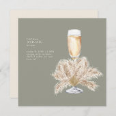 Boho Pampas Champagne Sage/Cream Square Bridal II Kaart (Voorkant / Achterkant)