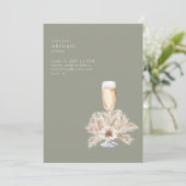 Boho Pampas Champagne Sage/Cream Vrijgezellenfeest Kaart (Staand voorkant)