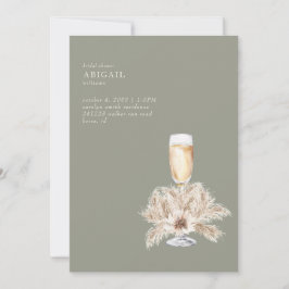 Boho Pampas Champagne Sage/Cream Vrijgezellenfeest Kaart