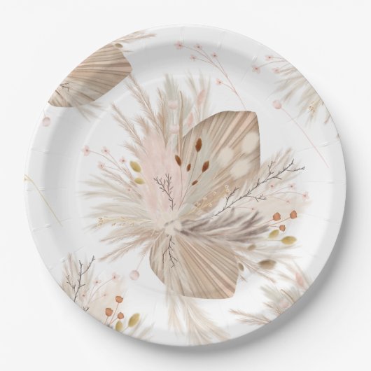 Boho pampas dry waterverf Patroonwoestijn Papieren Bordje (Voorkant)