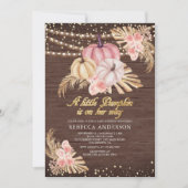 Boho Pampas Dusty Pink Pumpkin Baby shower Kaart (Voorkant)