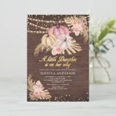 Boho Pampas Dusty Pink Pumpkin Baby shower Kaart (Staand voorkant)