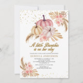 Boho Pampas Dusty Roses Pumpkin Baby shower Kaart (Voorkant)