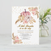 Boho Pampas Dusty Roses Pumpkin Baby shower Kaart (Staand voorkant)