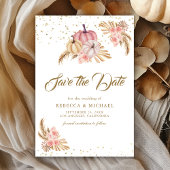 Boho Pampas Dusty Roses Pumpkin Wedding Save The Date