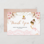 Boho Pampas Eerste Communie Hartelijk dank Bedankkaart (Voorkant / Achterkant)