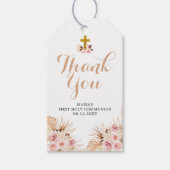 Boho Pampas Eerste Heilige Communie Dank u Label Cadeaulabel (Voorkant)
