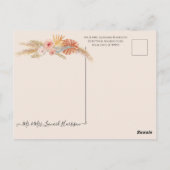 Boho Pampas Elegante Bloemen Zwart Tropische Palm Briefkaart (Achterkant)