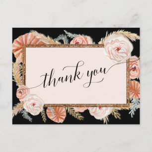 Boho Pampas Elegante Bloemen Zwart Tropische Palm Briefkaart