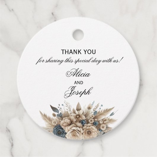 Boho Pampas Elegante Favoritlabels voor Bruiloft Bedankjes Labels (Voorkant)