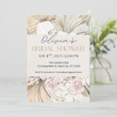 Boho Pampas en Blush Roos Vrijgezellenfeest Kaart (Staand voorkant)
