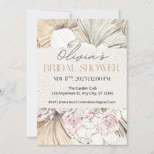 Boho Pampas en Blush Roos Vrijgezellenfeest Kaart