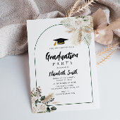 boho pampas en groen afstudeerfeest kaart