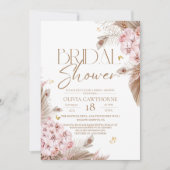Boho Pampas en Orchideeën Bruiloftsfeest Uitnodigi Kaart (Voorkant)