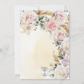 Boho Pampas en Roses Roses Cream Wedding Invitatio Kaart (Achterkant)