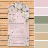 Boho Pampas en Roze Roses Roze Dinner All In One Uitnodiging