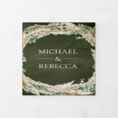 Boho Pampas Eucalyptus Wreath Sage Green Wedding Drieluik Uitnodiging (Cover)