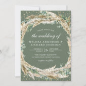 Boho Pampas Eucalyptus Wreath Sage Green Wedding Kaart (Voorkant)