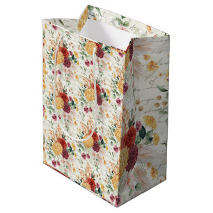  Boho Pampas Floral Antiek handschrift Medium Cadeauzakje