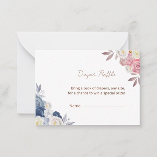 Boho Pampas Floral Diaper Raffle Baby shower Notitiekaartje (Voorkant)