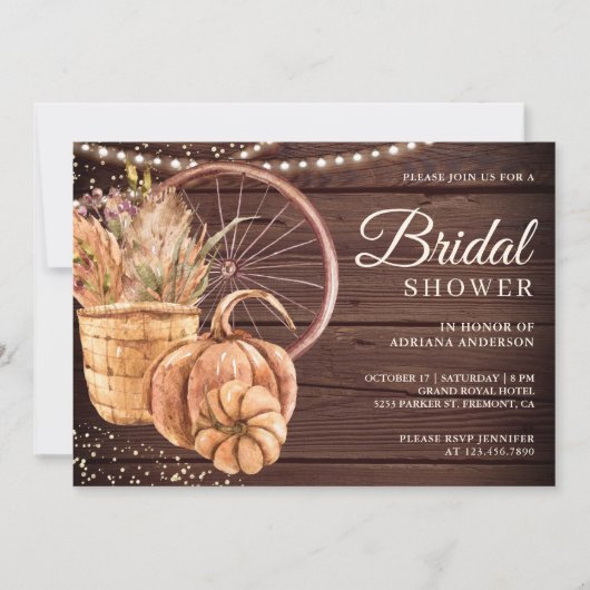 Boho Pampas Floral Pumpkin Herfst Vrijgezellenfees Kaart (Voorkant)