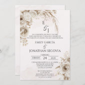 Boho pampas floral Spanish wedding  Kaart (Voorkant / Achterkant)