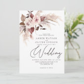 Boho Pampas Floral Waterverf Herfst Winter Weddens Kaart (Staand voorkant)