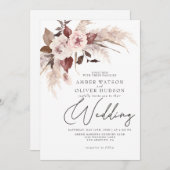 Boho Pampas Floral Waterverf Herfst Winter Weddens Kaart (Voorkant / Achterkant)