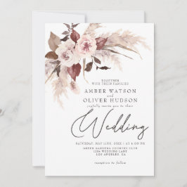 Boho Pampas Floral Waterverf Herfst Winter Weddens Kaart