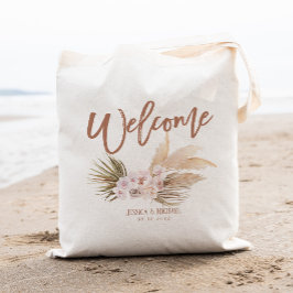 Boho Pampas Floral Wedding Welkom Tote Bag