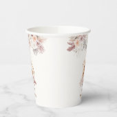 Boho Pampas Flower Teddybeer Baby shower Papieren Bekers (Links)