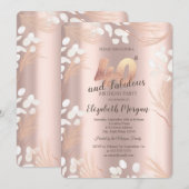 Boho Pampas Flowers Roos Gold 40e verjaardag Kaart (Voorkant / Achterkant)