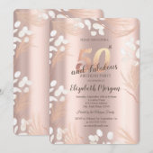 Boho Pampas Flowers Roos Gold 50ste verjaardag Kaart (Voorkant / Achterkant)