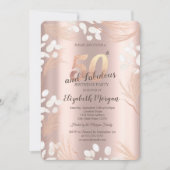 Boho Pampas Flowers Roos Gold 50ste verjaardag Kaart (Voorkant)