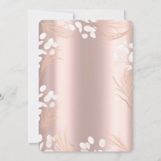 Boho Pampas Flowers Roos Gold 70e verjaardag Kaart (Achterkant)