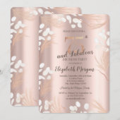 Boho Pampas Flowers Roos Gold 75e verjaardag Kaart (Voorkant / Achterkant)