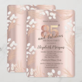 Boho Pampas Flowers Roos Gold 85e verjaardag Kaart (Voorkant / Achterkant)