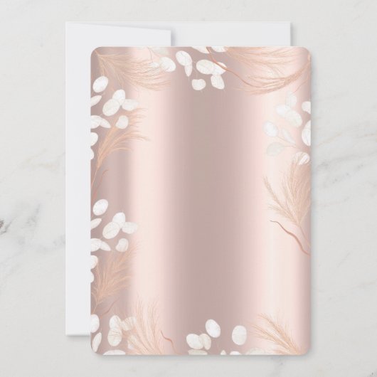 Boho Pampas Flowers Roos Goud 90e Verjaardag Kaart (Achterkant)