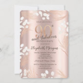 Boho Pampas Flowers Roos Goud 90e Verjaardag Kaart (Voorkant)