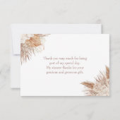 Boho Pampas Garden Vrijgezellenfeest Dank u kaart (Achterkant)