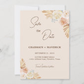 Boho Pampas Gedroogd Gras Boog Save The Date (Voorkant)